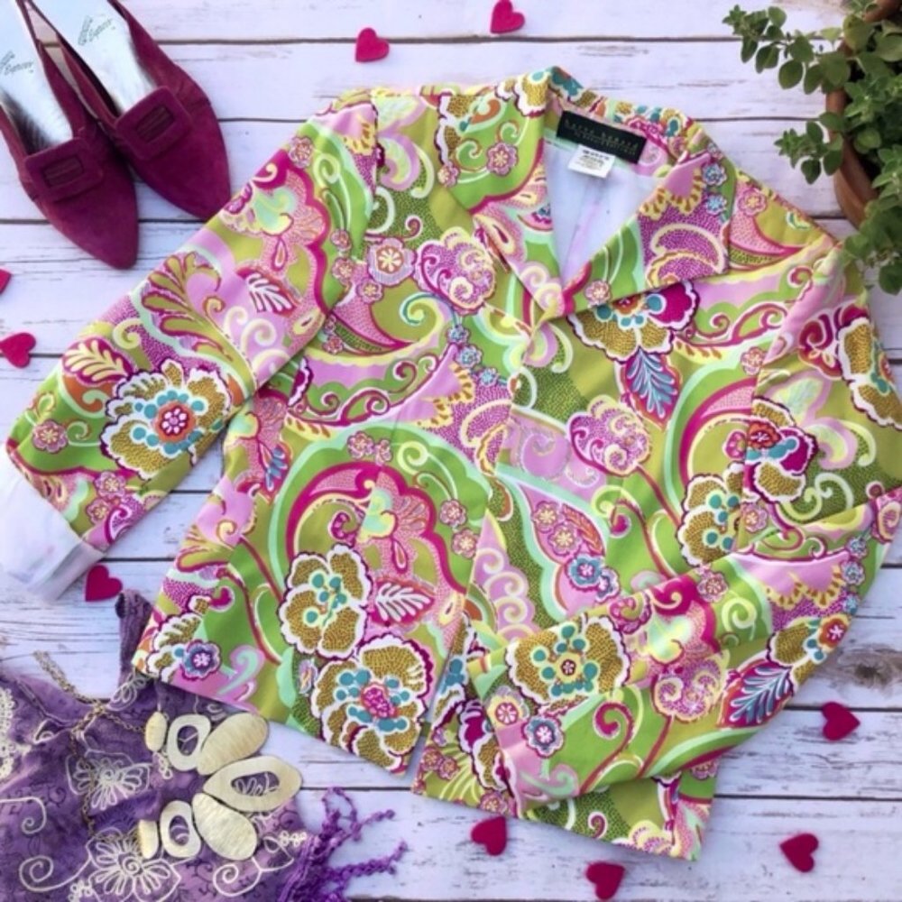 Psychedelic Print Open Jacket Blazer Harve Benard